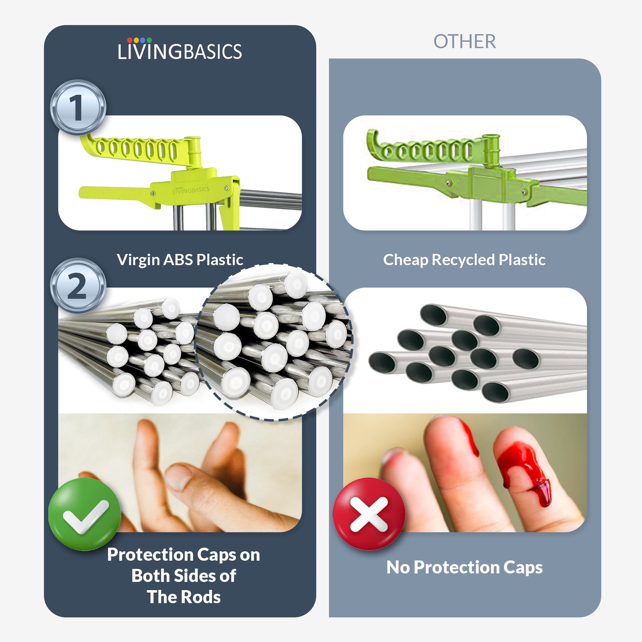 LIVINGBASICS Cloth Drying Stand Rust-Free Stainless Steel & ABS 2 Layer Foldable Clothes Dryer Rack / Folding Laundry Dry Stands with Wheels for Home / Indoor / Outdoor / Balcony (Lime Green)