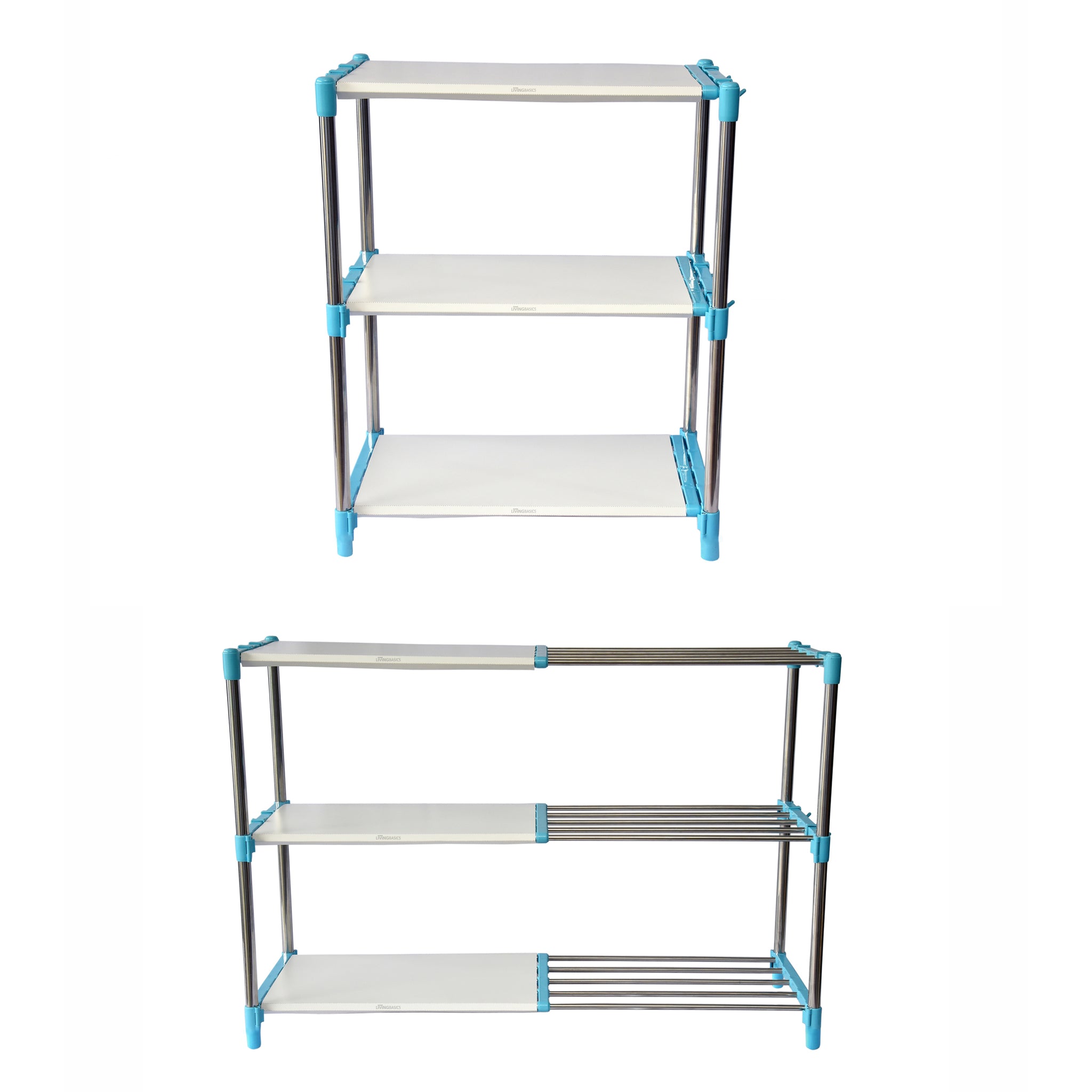 3 Layer Cyan Blue Stainless Steel Adjustable Multipurpose Stand for Storage