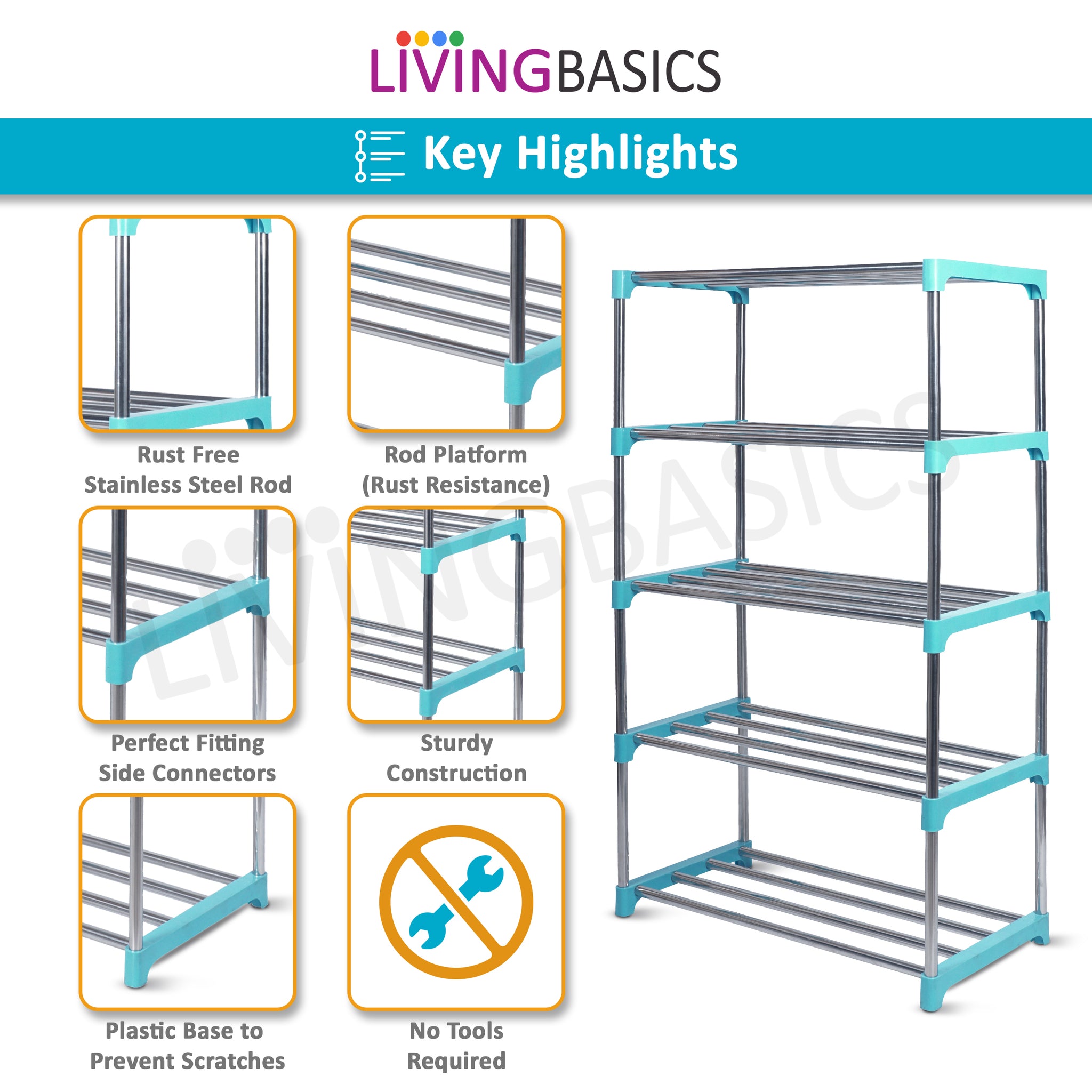 5 Layer Multipurpose Storage Rods Rack