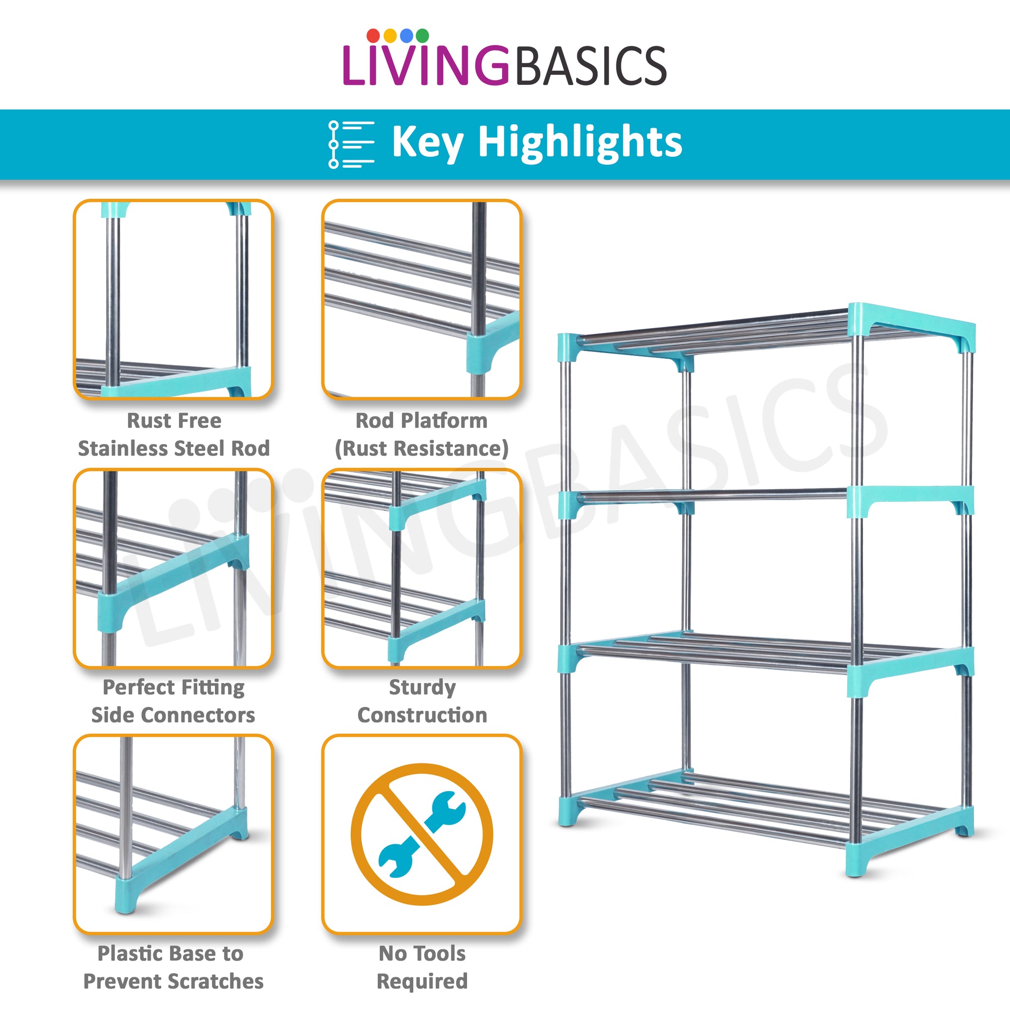 4 Layer Multipurpose Storage Rods Rack
