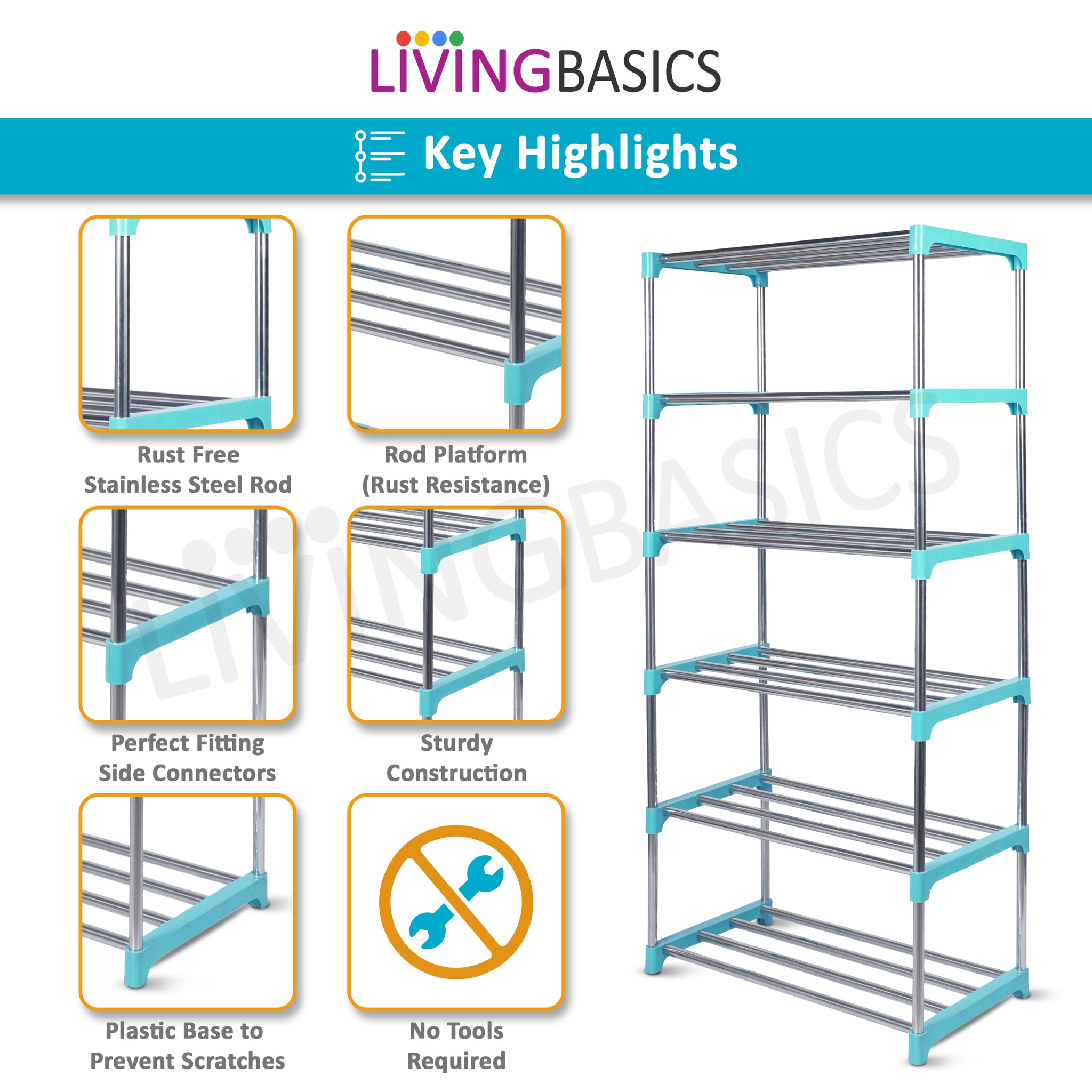 6 Layer Multipurpose Storage Rods Rack