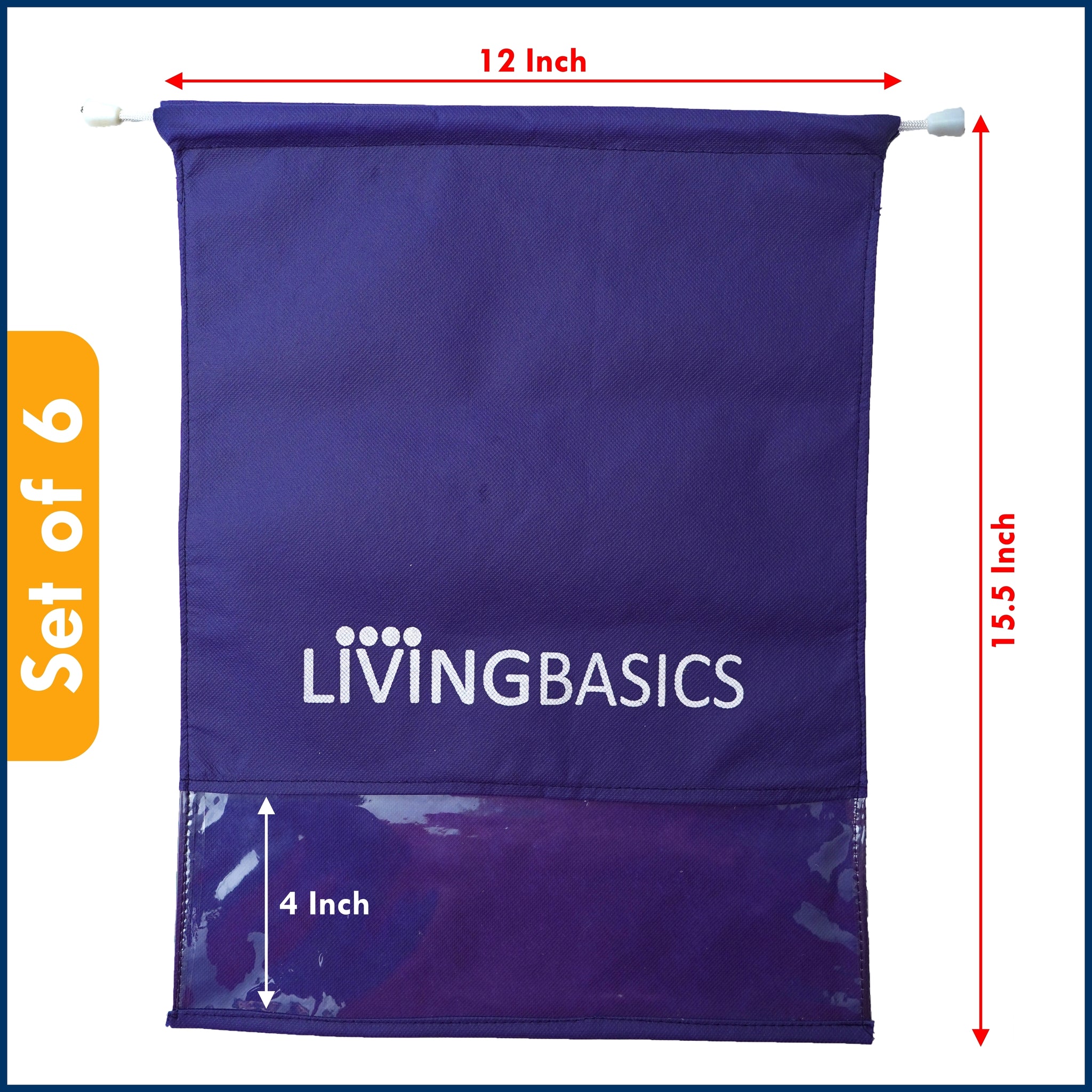 LIVINGBASICS Multi-USE Shoe Cover Bags (Non Woven- Navy Blue, 12 Pieces)