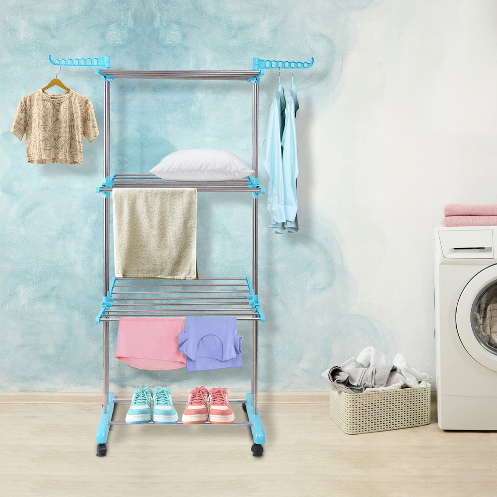 LivingBasics Stainless Steel Double Pole Foldable Clothes Drying