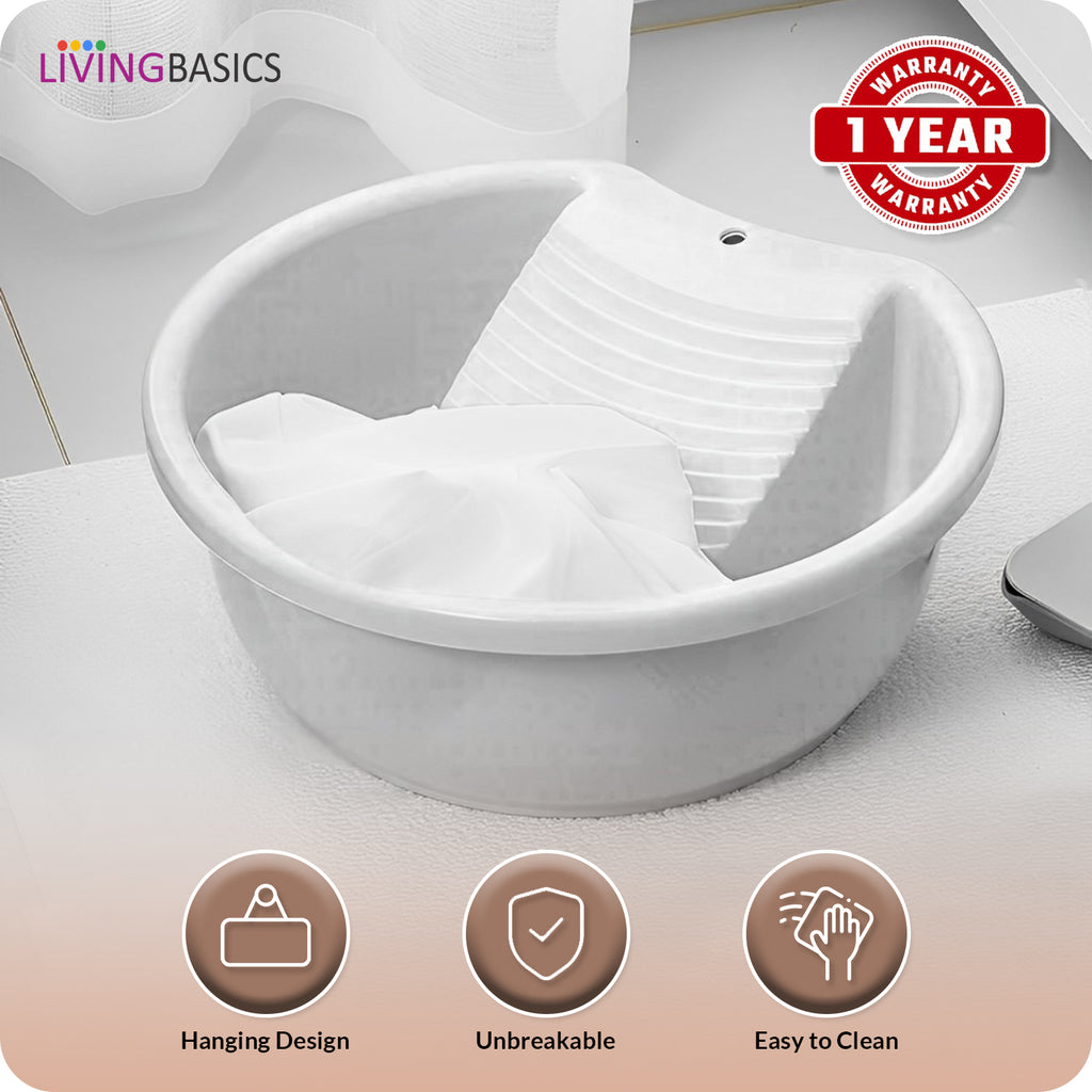 Anti-Slip Wash Board Basin Tub for Small Clothes