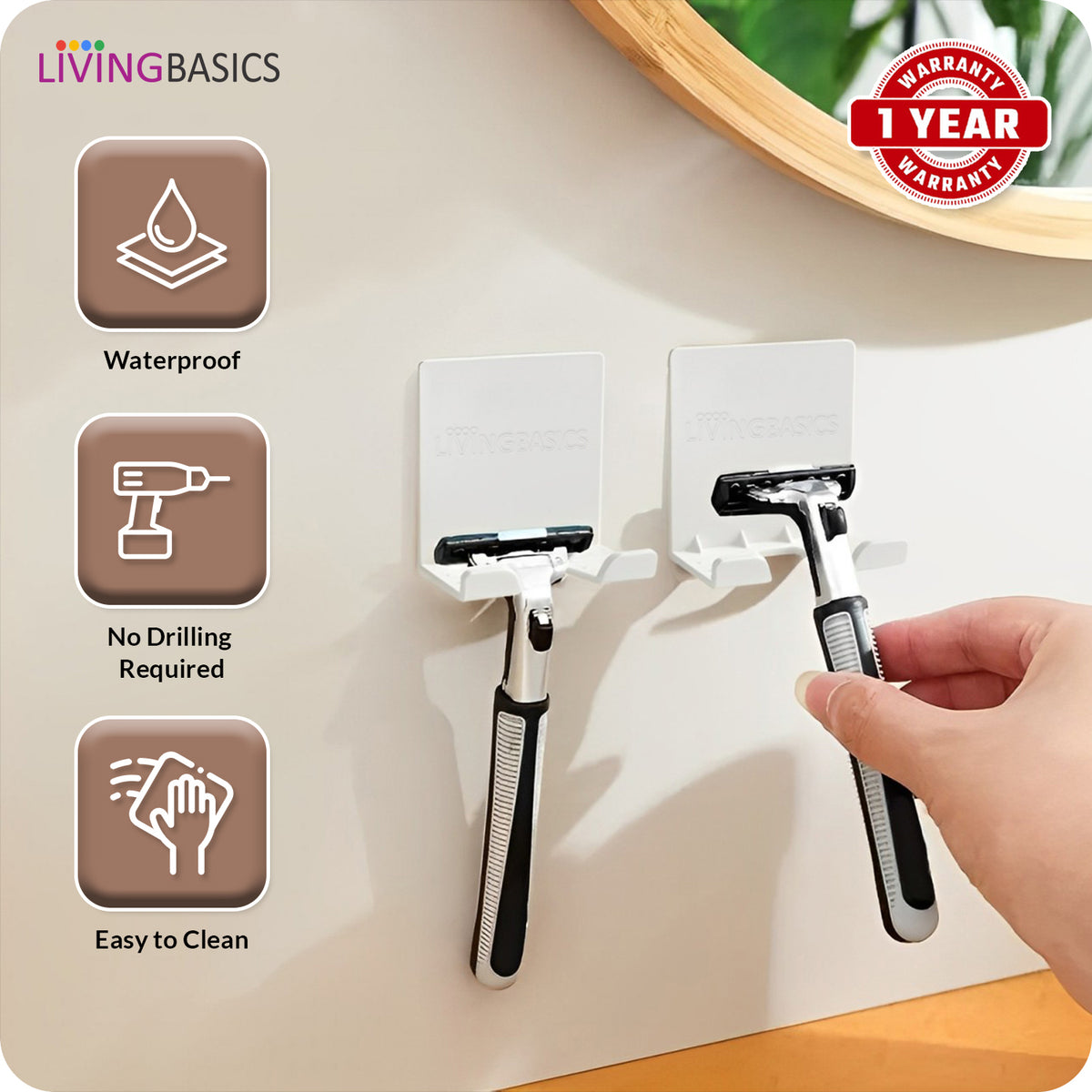 Adhesive Multipurpose Razor Holder/Wall Hanging Hook/Mobile Holder//Wall Sticking Hooks