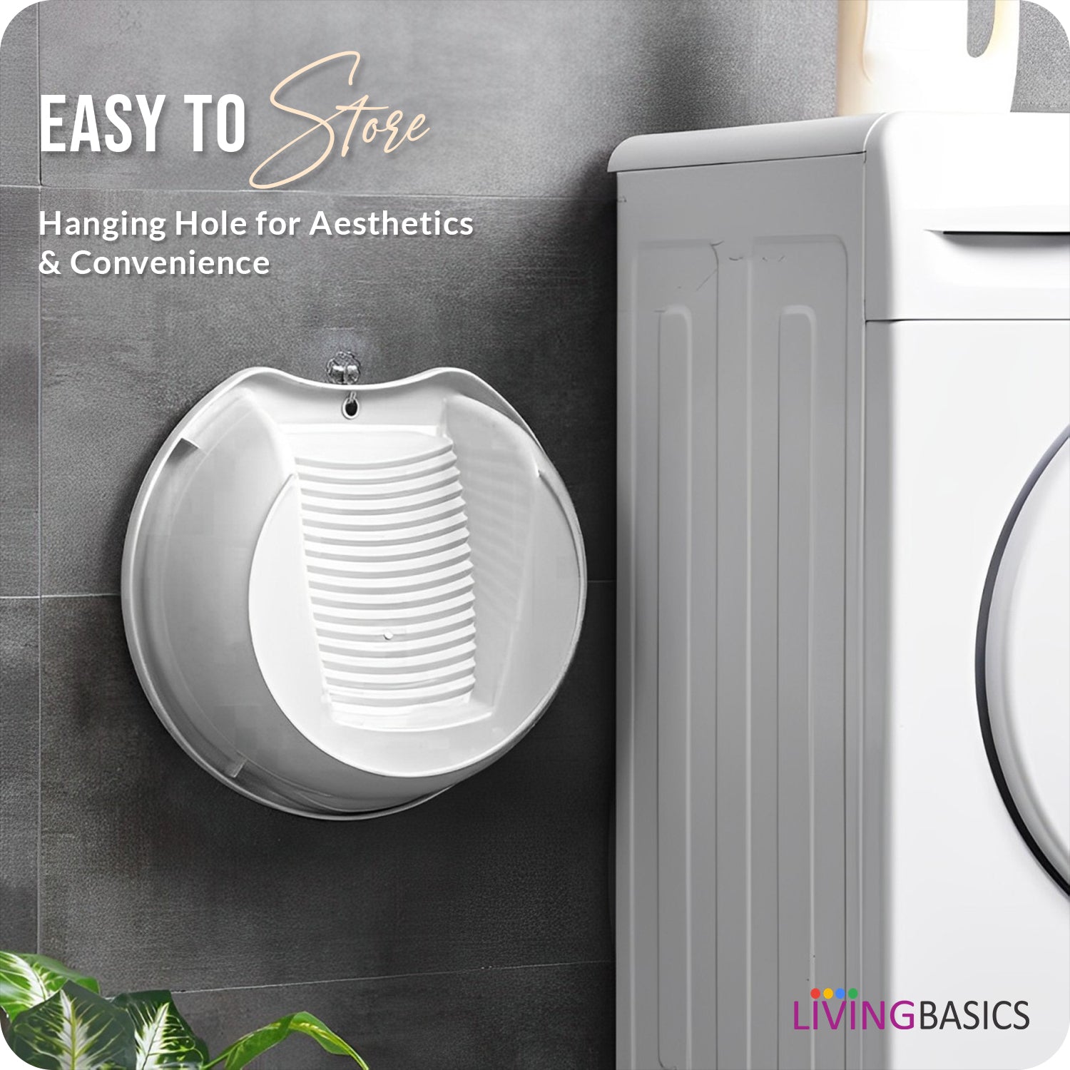 LIVINGBASICS 2 Pieces Wash Board / Washing Board for Clothes / Wash Board Basin for Washing Clothes / Wash Board Basin Tub for Clothes / Wash Board Basin / Anti-Slip Board for Small Clothes (White)