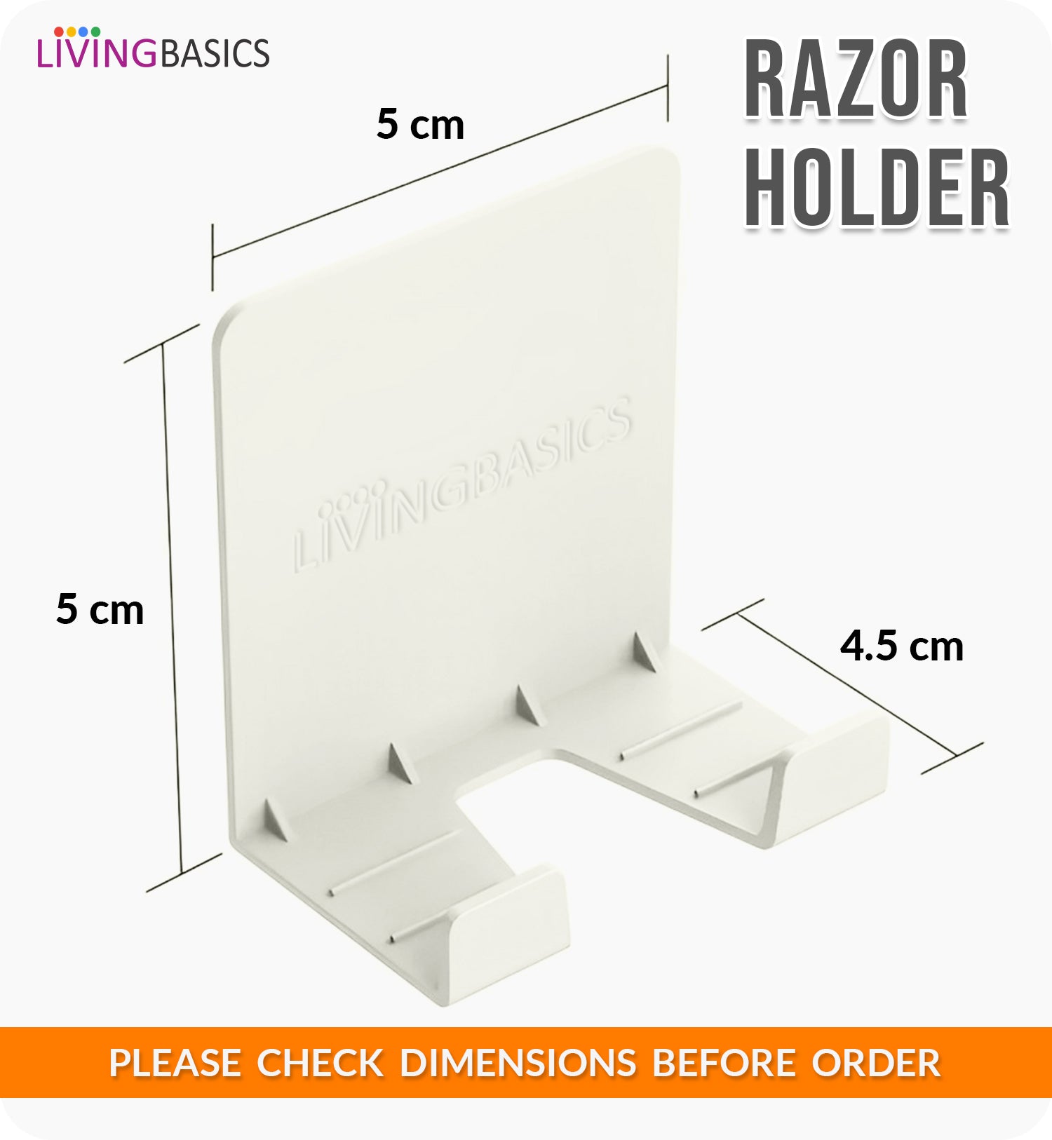 LIVINGBASICS 4 Pcs Self Adhesive Hook/Wall Hanging Hook/Adhesive Wall Hook/Mobile Holder/Phone Holder/Wall Hooks/Razor Holder for Bathroom/Plug Holder/Multipurpose Wall Sticking Hooks