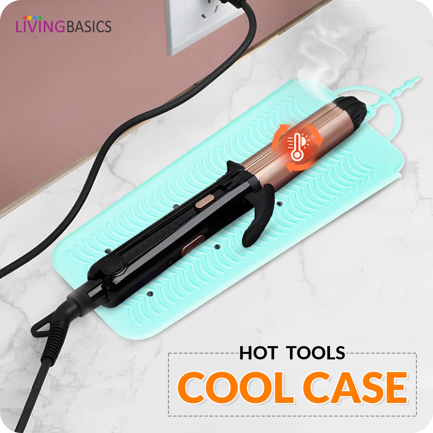 LivingBasics Hair Straightener Silicone Pouch/Straightener Cover Pouch/Heat Resistant Pad for Curling Iron/Styling Pad/Bag for Crimper
