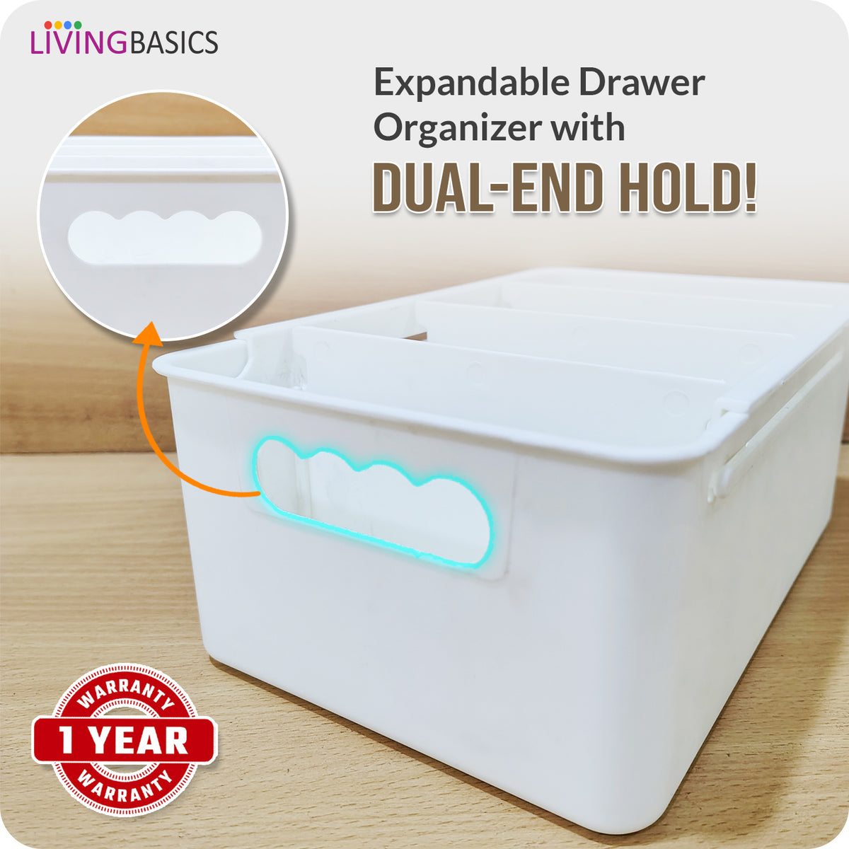 Adjustable/Expandable Drawer Organizer/Divider (White)
