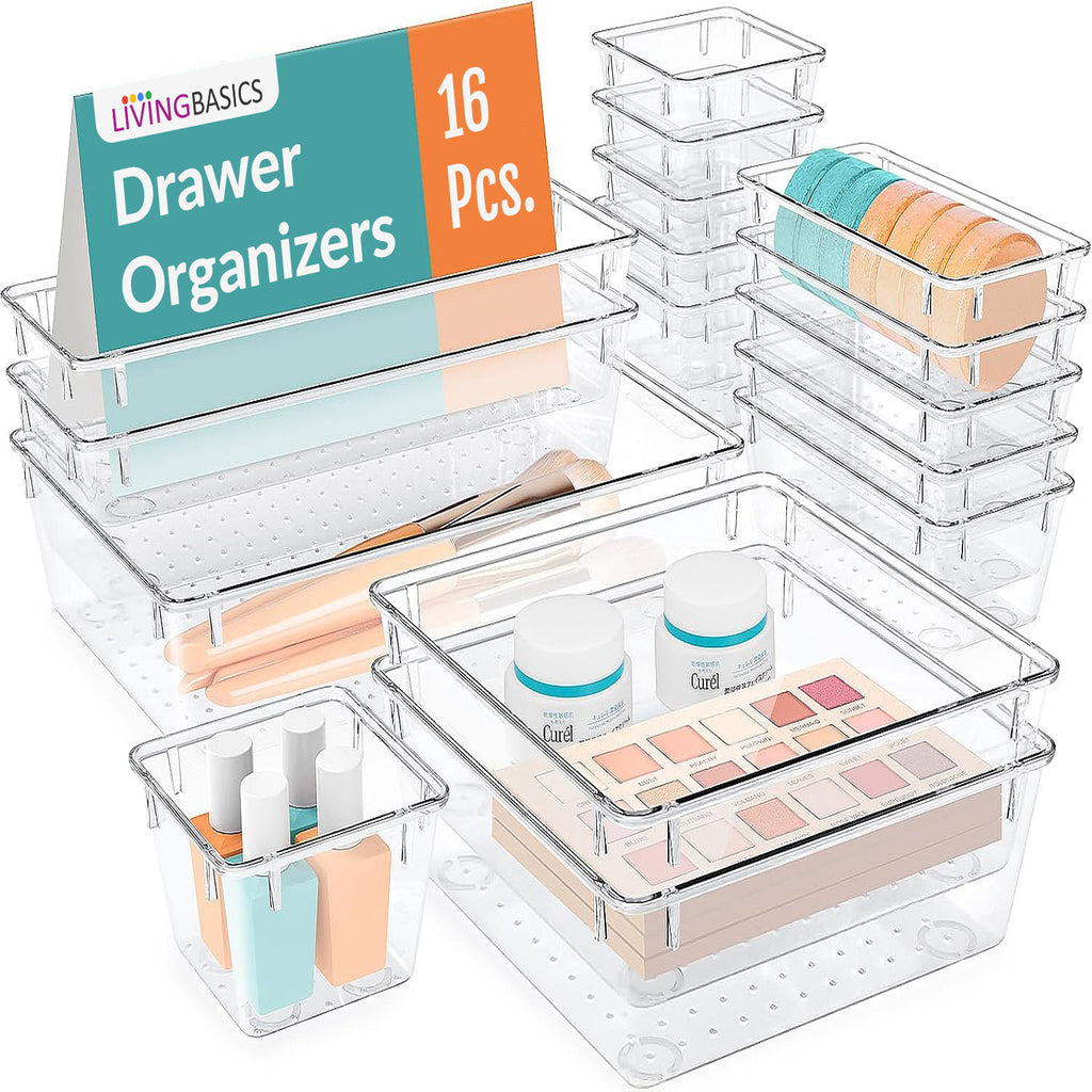 16Pcs 5 Sizes Unbreakable Multipurpose Drawer Organizer