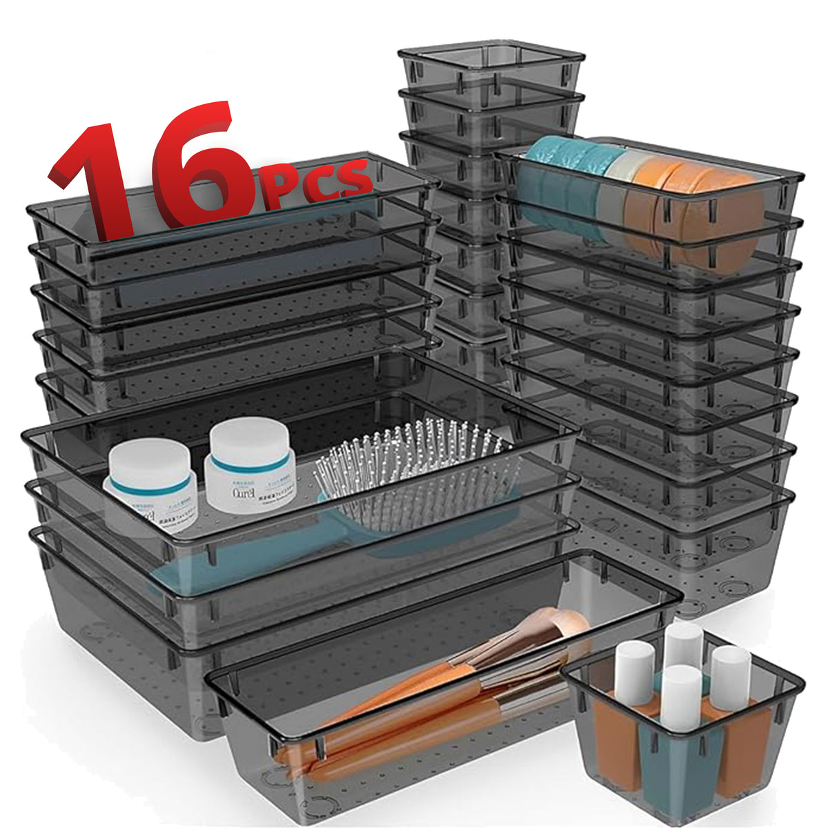16Pcs 5 Sizes Unbreakable Multipurpose Drawer Organizer