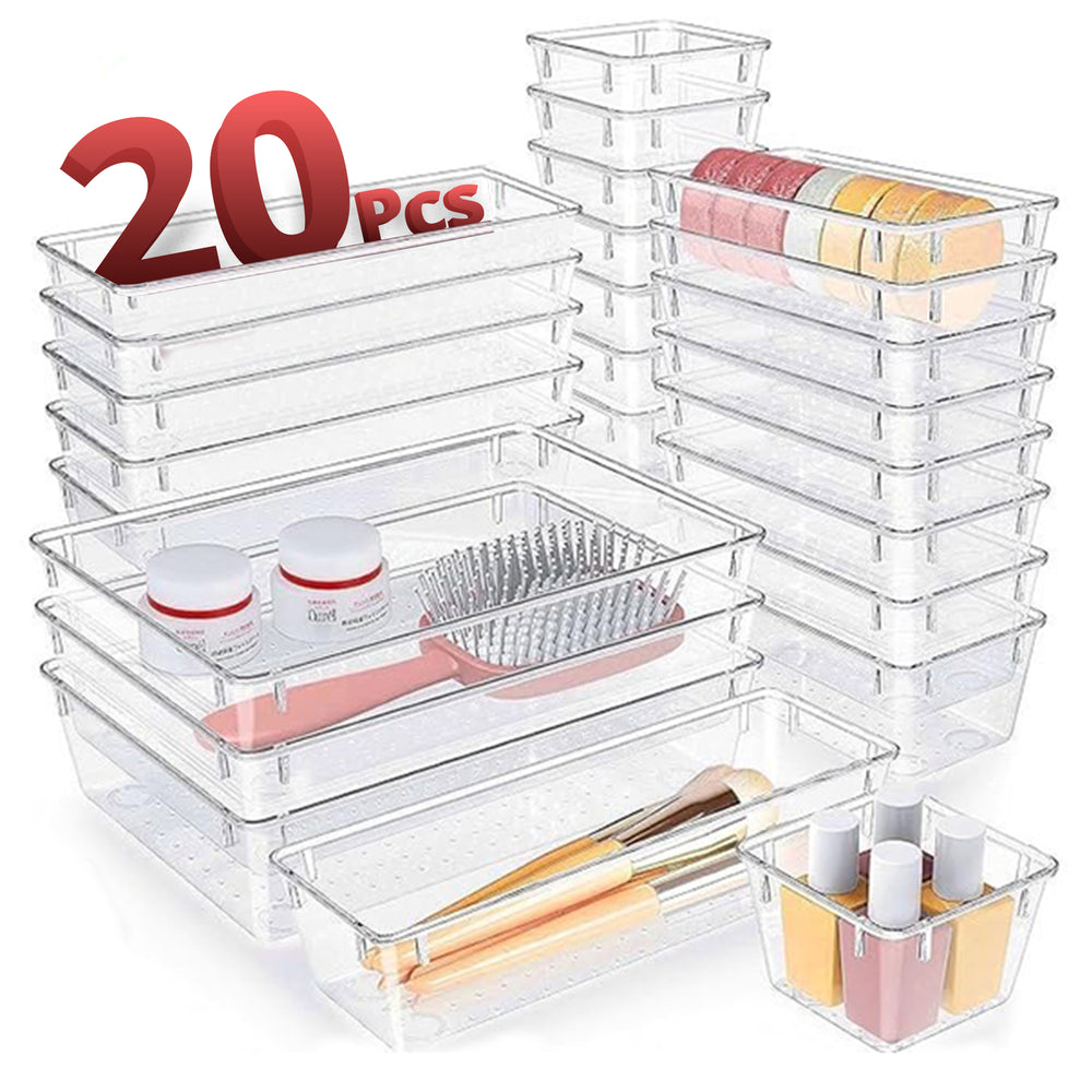 20 Pieces, 4 Sizes Unbreakable Drawer Organizer