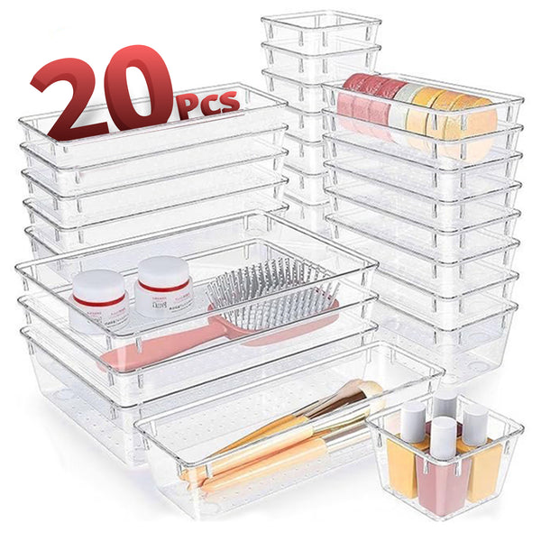 20 Pieces, 4 Sizes Unbreakable Drawer Organizer