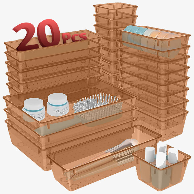 20 Pieces, 4 Sizes Unbreakable Drawer Organizer