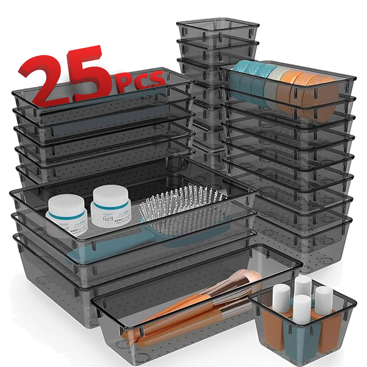 25Pcs 4 Sizes Unbreakable Multipurpose Drawer Organizer