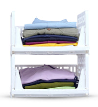 LivingBasics Wardrobe Organizer for Clothes / Stackable & Foldable Closet Organiser