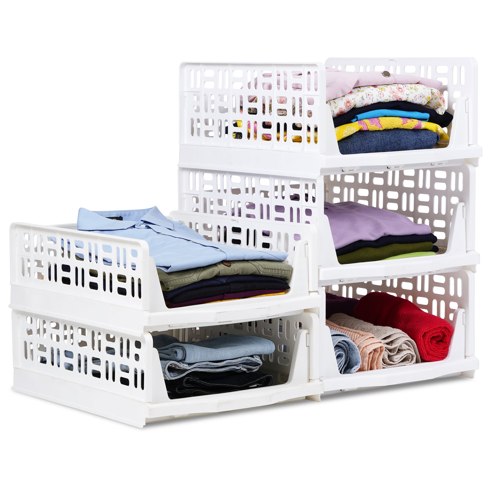 LivingBasics Wardrobe Organizer for Clothes / Stackable & Foldable Closet Organiser