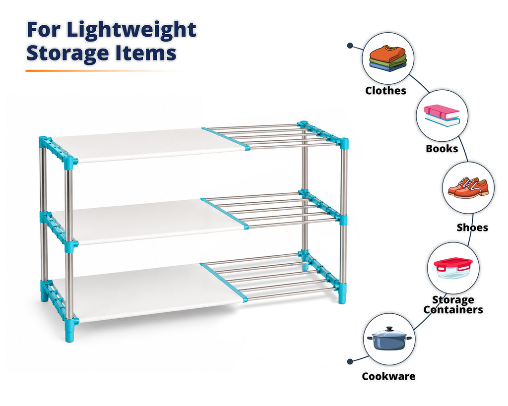 3 Layer Stainless Steel Adjustable Multipurpose Stand for Storage