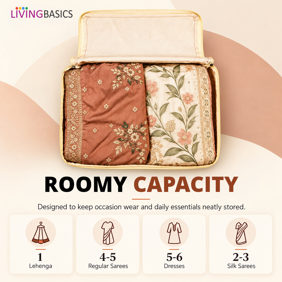 Cotton Canvas Storage Bags, Saree Covers with Zip, (Pack of 3)