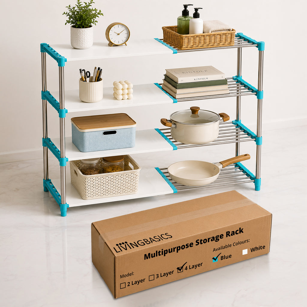 4 Layer Stainless Steel Adjustable Multipurpose Stand for Storage