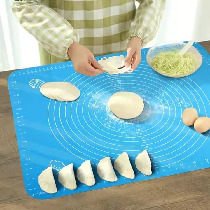 LivingBasics 50x40 cm Silicone Roti Rolling Mat for Kitchen Non-Stick Chapati Dough Aata Kneading Mat with Measurement Guides/Food Grade Pad for Roti, Pizza, Paratha & Pastry