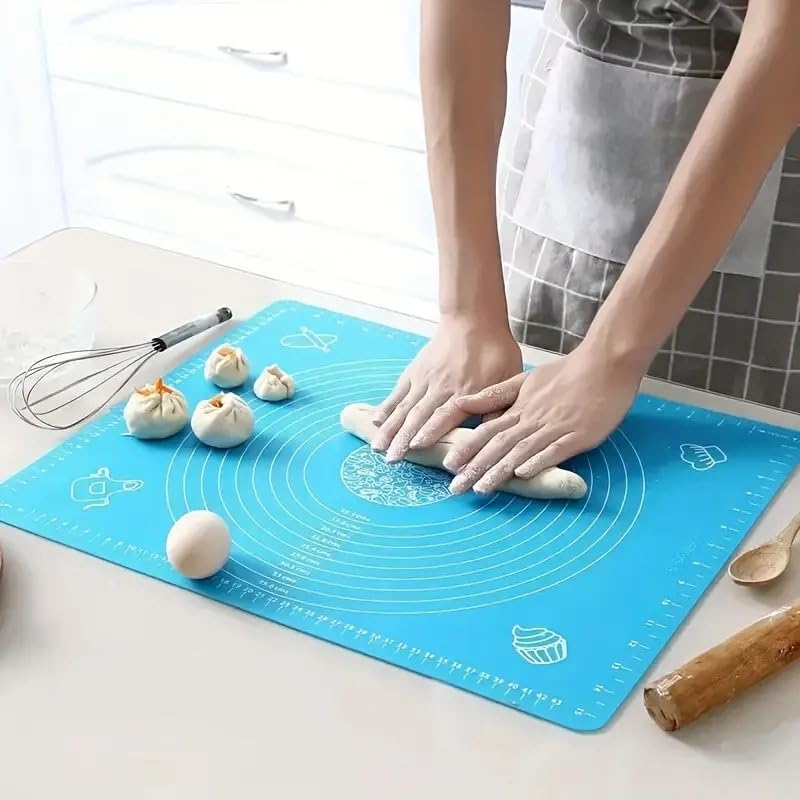 LivingBasics 50x40 cm Silicone Roti Rolling Mat for Kitchen Non-Stick Chapati Dough Aata Kneading Mat with Measurement Guides/Food Grade Pad for Roti, Pizza, Paratha & Pastry