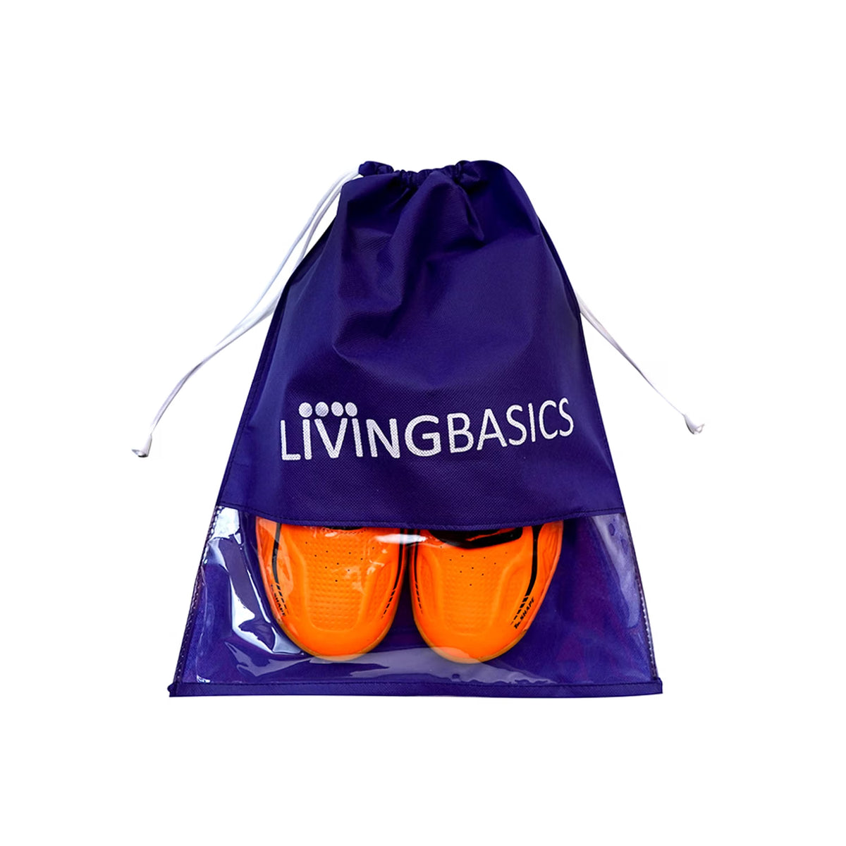 Shoe Bags-Non Woven Pouch-Transparent Panel (Navy Blue)