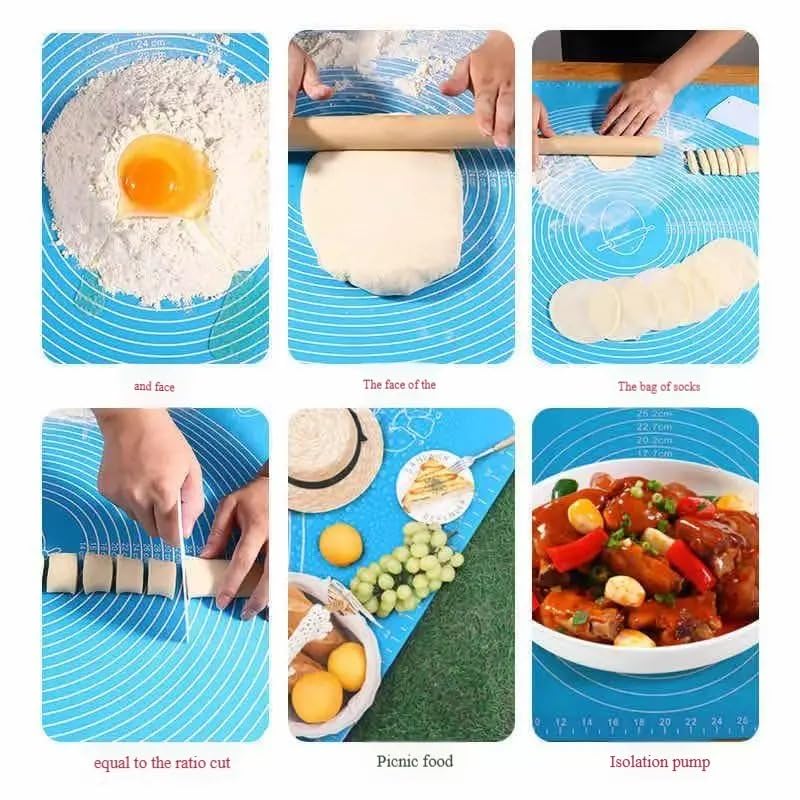 LivingBasics 50x40 cm Silicone Roti Rolling Mat for Kitchen Non-Stick Chapati Dough Aata Kneading Mat with Measurement Guides/Food Grade Pad for Roti, Pizza, Paratha & Pastry