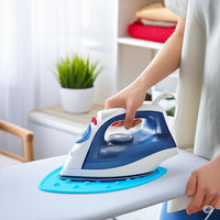 LivingBasics 1 Piece Silicone Heat-Resistant Mat for Steam & Dry Irons | Anti-Slip Ironing Pad for Table, Counter, Bed | Foldable, Waterproof Surface Protector for Travel & Home Use (Blue)