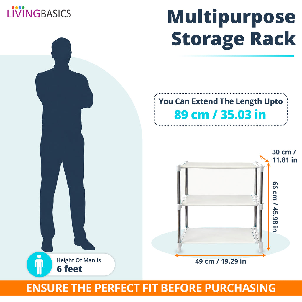 3 Layer Stainless Steel Adjustable Multipurpose Stand for Storage