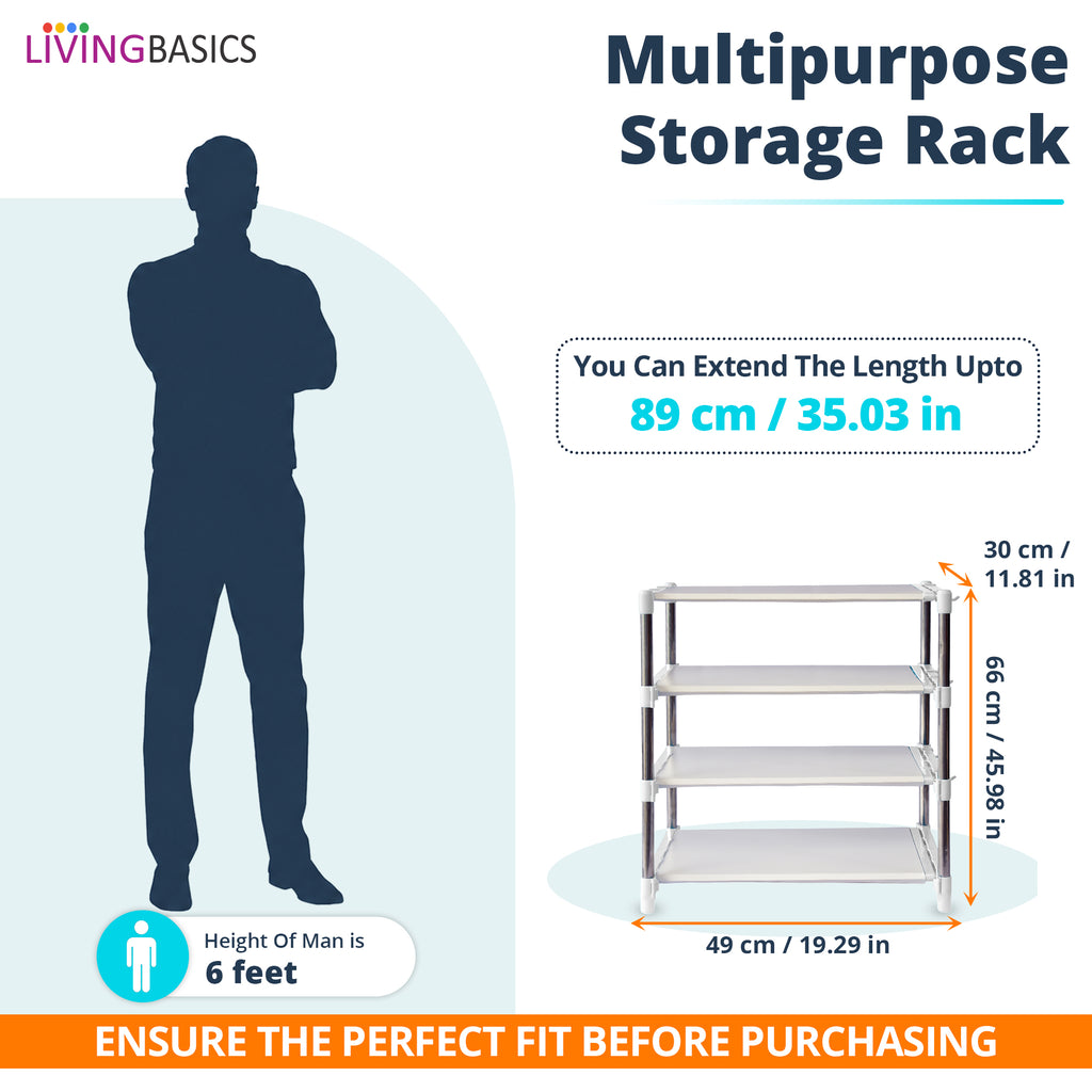 4 Layer Stainless Steel Adjustable Multipurpose Stand for Storage