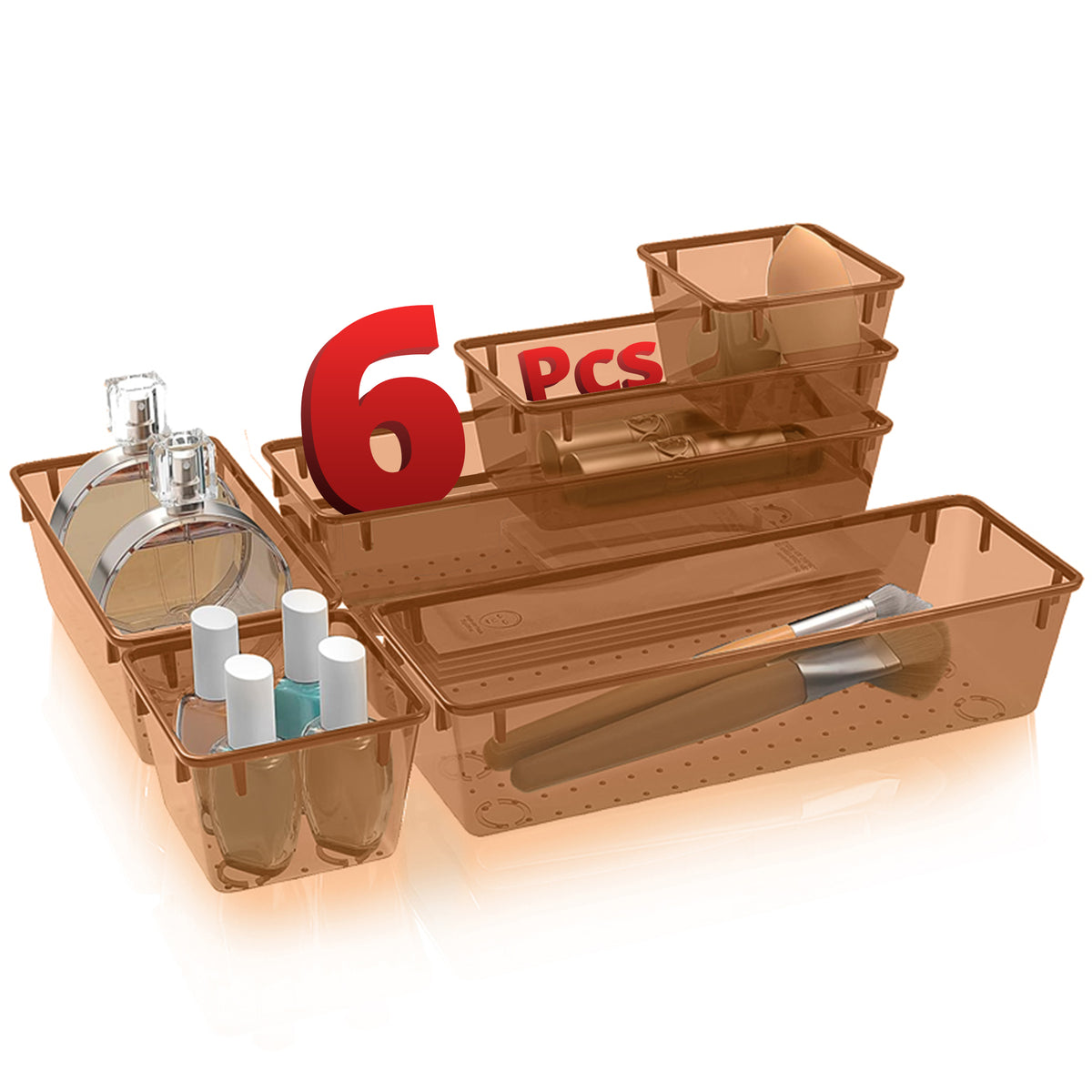 6 Pcs,3 Sizes Unbreakable Drawer Organizer