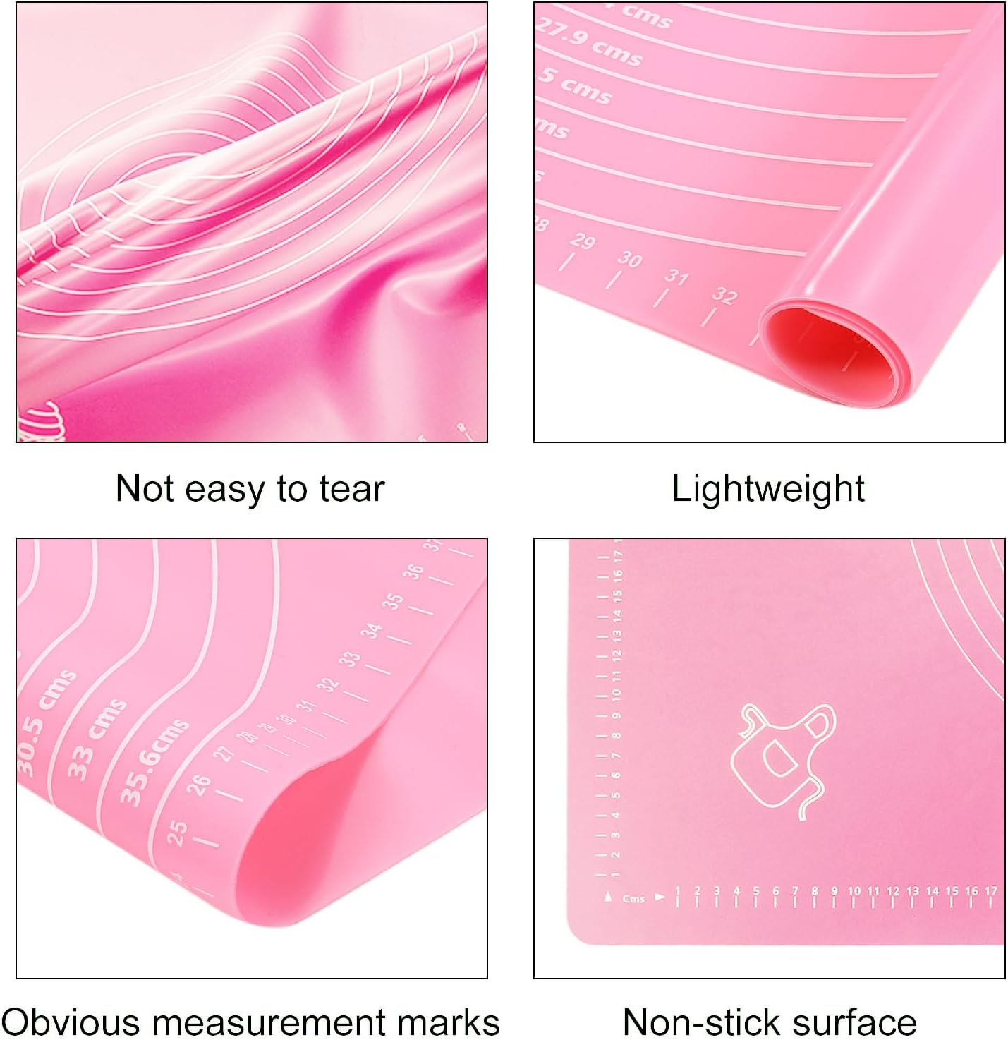 LivingBasics 50x40 cm Silicone Roti Rolling Mat for Kitchen Non-Stick Chapati Dough Aata Kneading Mat with Measurement Guides/Food Grade Pad for Roti, Pizza, Paratha & Pastry