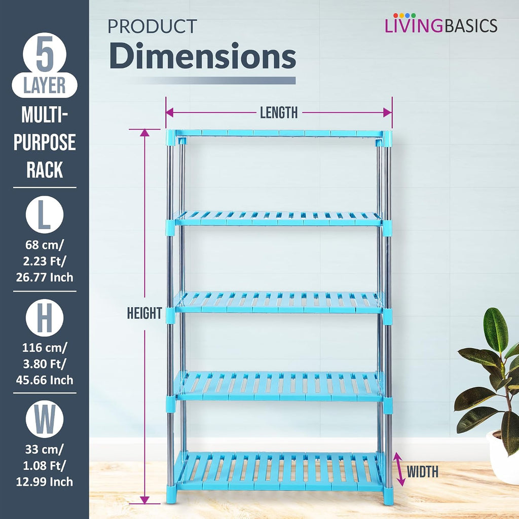 Stainless Steel Multipurpose Storage Rack/Shelves (Cyan Blue)