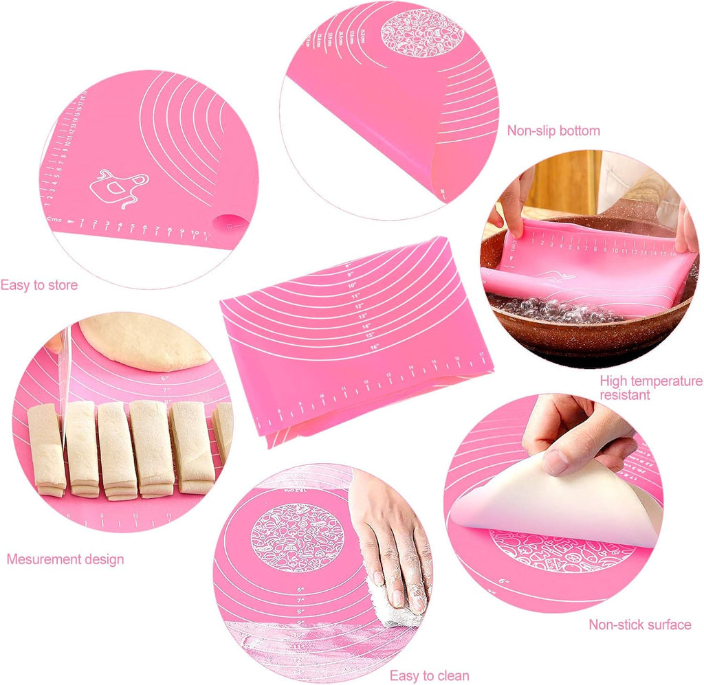 LivingBasics 50x40 cm Silicone Roti Rolling Mat for Kitchen Non-Stick Chapati Dough Aata Kneading Mat with Measurement Guides/Food Grade Pad for Roti, Pizza, Paratha & Pastry