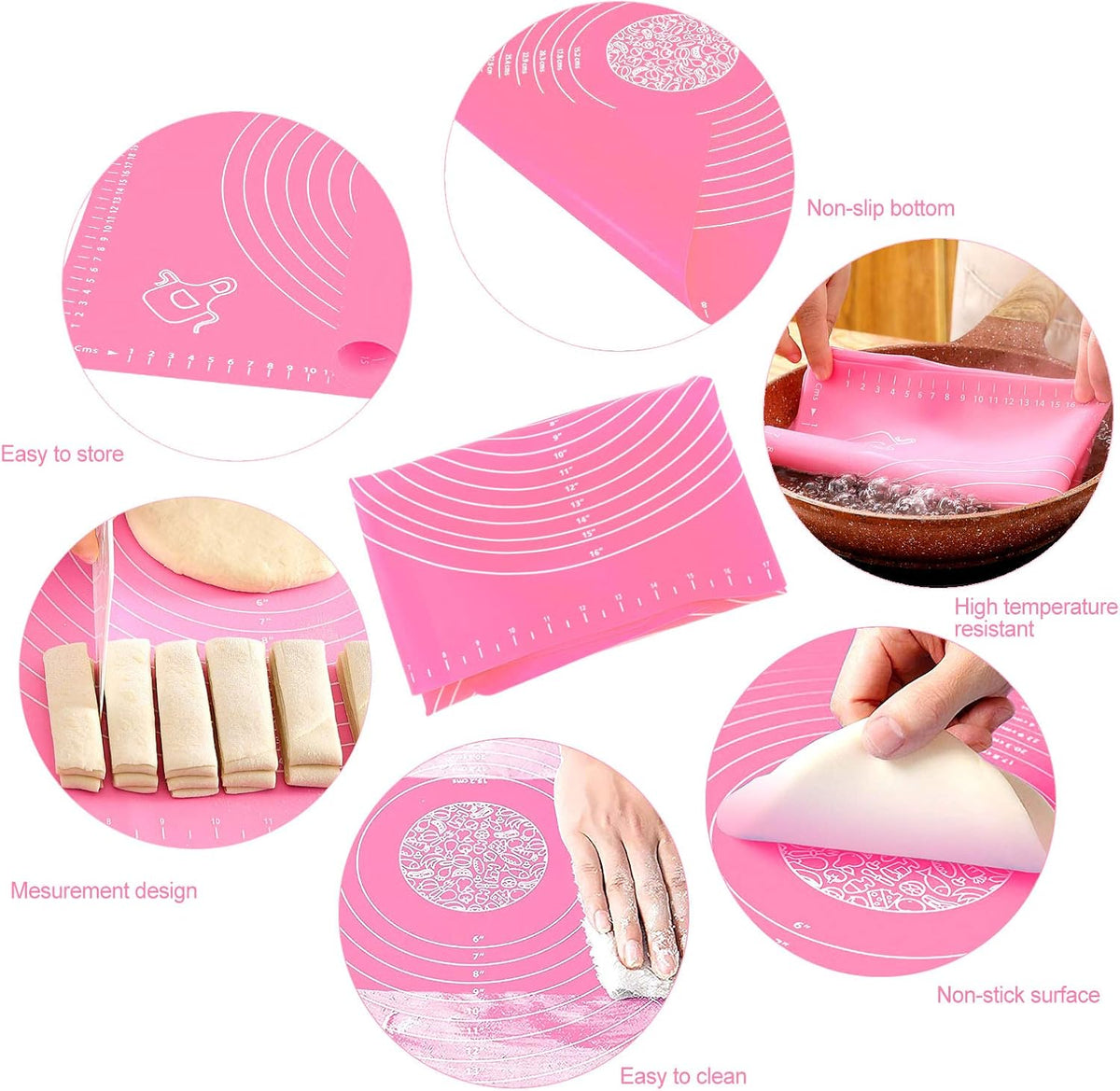 LivingBasics 50x40 cm Silicone Roti Rolling Mat for Kitchen Non-Stick Chapati Dough Aata Kneading Mat with Measurement Guides/Food Grade Pad for Roti, Pizza, Paratha & Pastry
