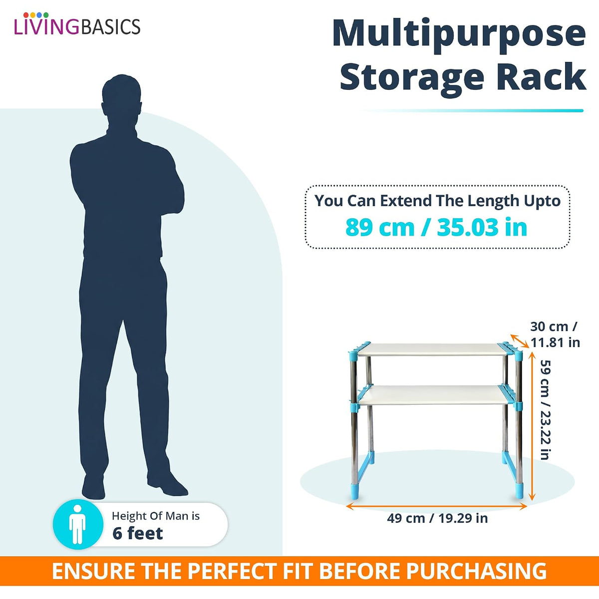 2 Layer Stainless Steel Adjustable Multipurpose Stand for Storage