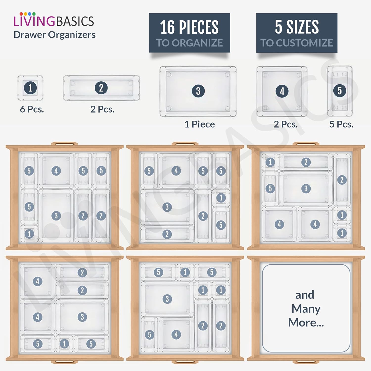 LIVINGBASICS Unbreakable Drawer Organizer/Drawer Storage Organizer/Drawer Organizer Tray/Tray Organiser for Makeup/Drawer Divider Tray/Makeup Dresser Tray/Kitchen Drawer Organizer Tray