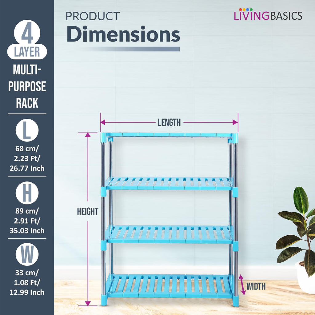 Stainless Steel Multipurpose Storage Rack/Shelves (Cyan Blue)