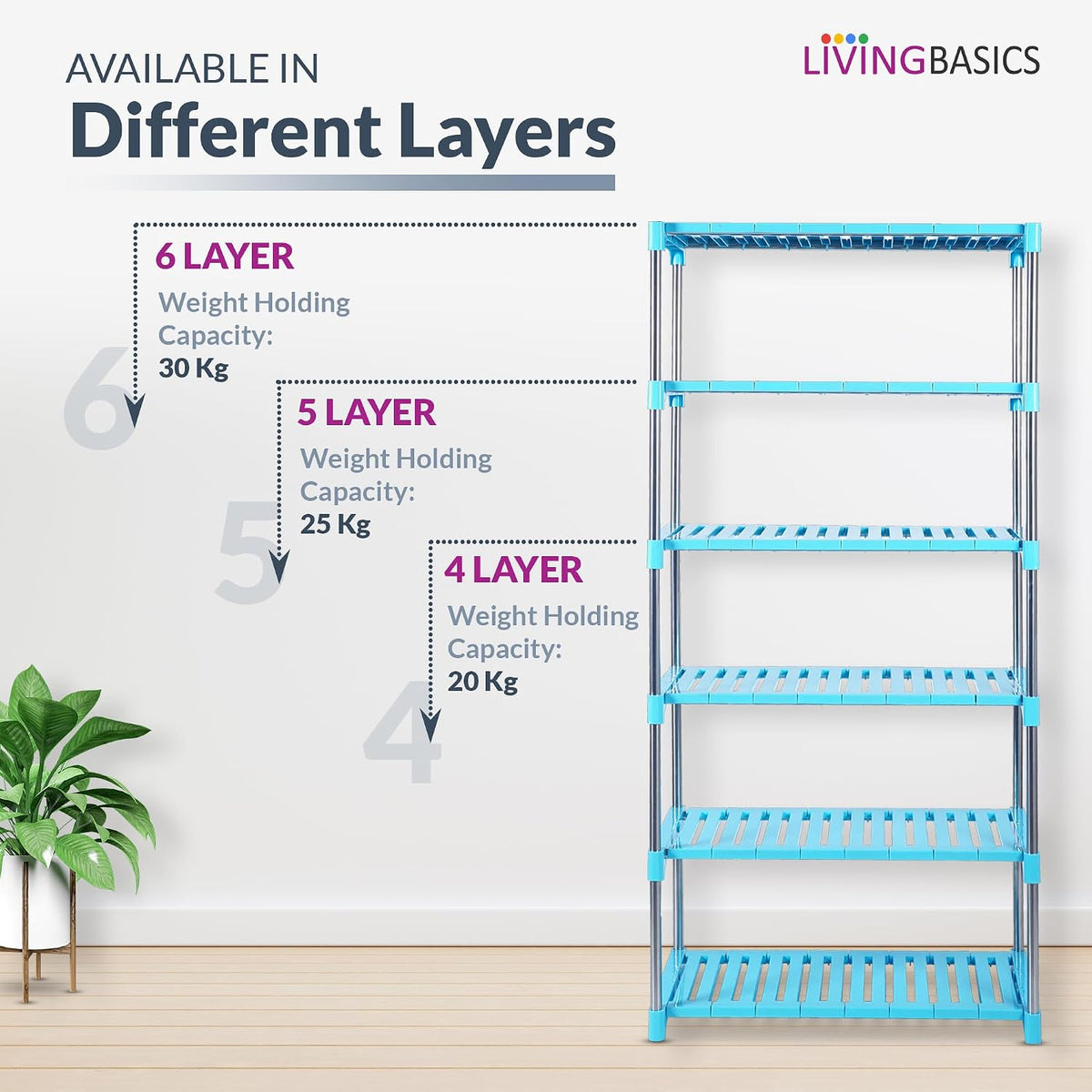 Stainless Steel Multipurpose Storage Rack/Shelves (Cyan Blue)