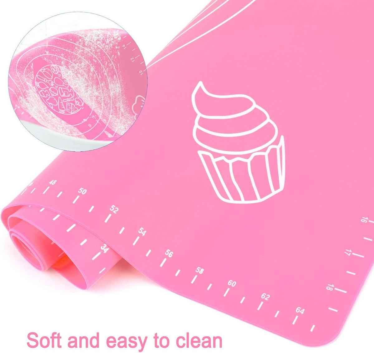 LivingBasics 50x40 cm Silicone Roti Rolling Mat for Kitchen Non-Stick Chapati Dough Aata Kneading Mat with Measurement Guides/Food Grade Pad for Roti, Pizza, Paratha & Pastry