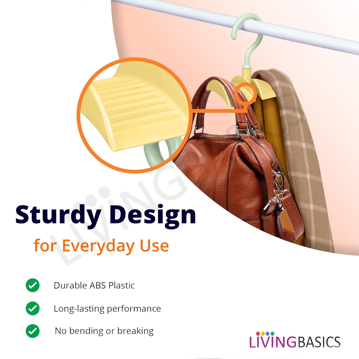 LivingBasics 360° Rotating Handbag Holder Hook for Wardrobe/Purse Rack/Hanging Purse Organizer for Closet, Bags, Scarves, Belts, Ties/Space Saving Multi Hook Hanger for Women