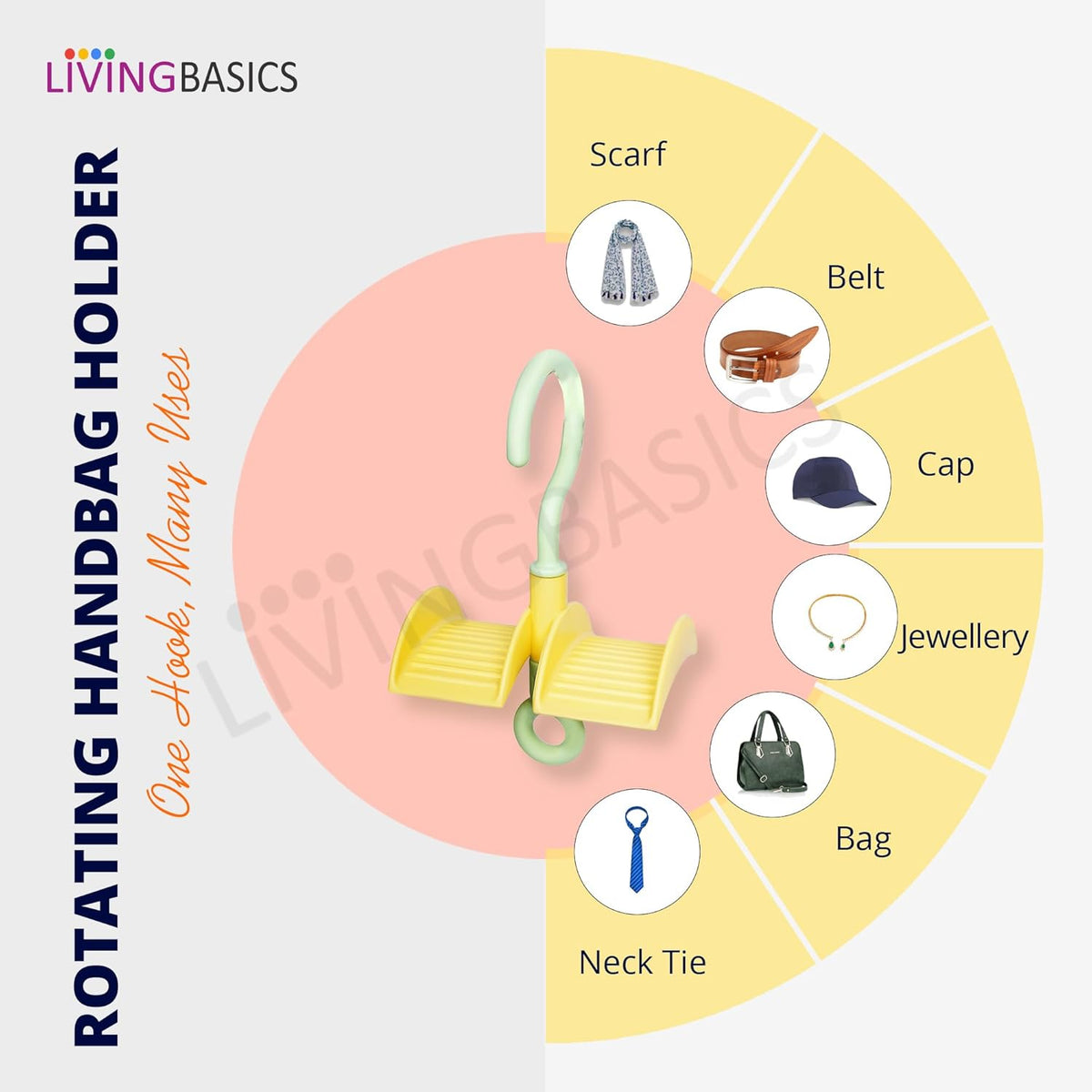 360° Rotating Handbag/Purse Holder for Wardrobe (Pack of 2)