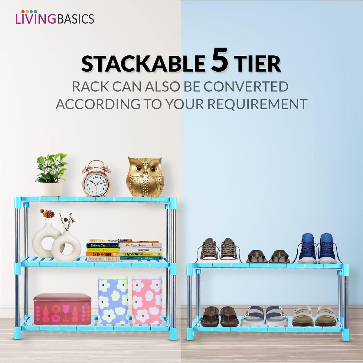 Stainless Steel Multipurpose Storage Rack/Shelves (Cyan Blue)