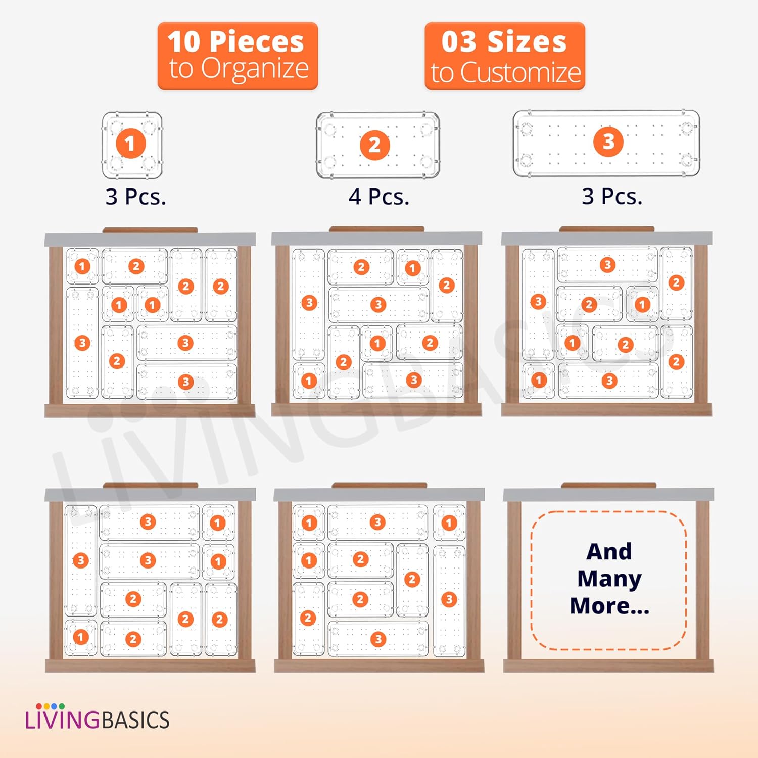 LIVINGBASICS Unbreakable Drawer Organizer/Drawer Storage Organizer/Drawer Organizer Tray/Tray Organiser for Makeup/Drawer Divider Tray/Makeup Dresser Tray/Kitchen Drawer Organizer Tray