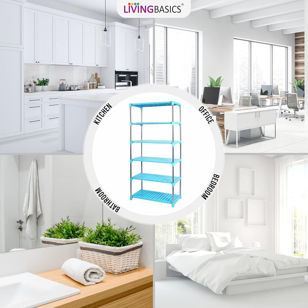 Stainless Steel Multipurpose Storage Rack/Shelves (Cyan Blue)