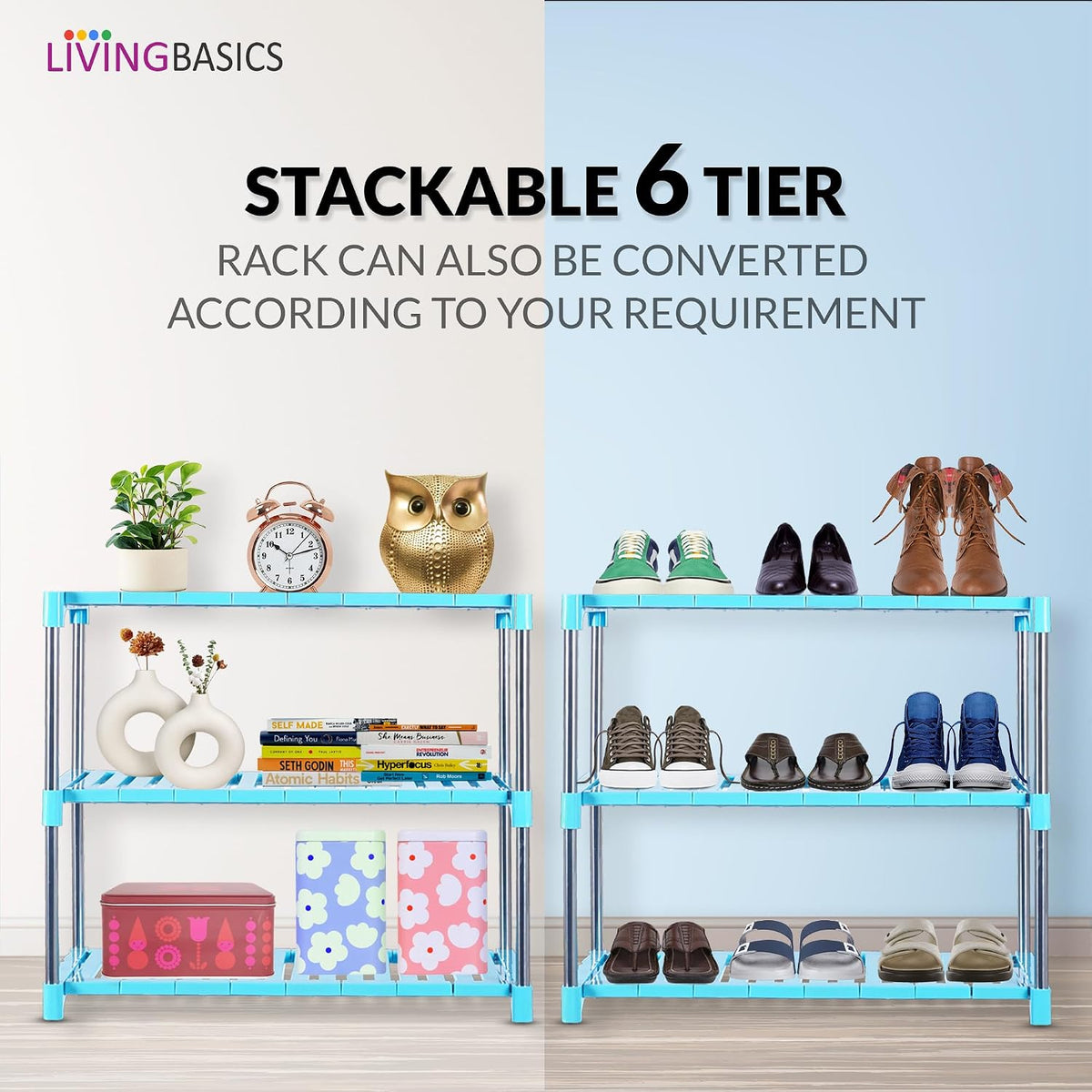 Stainless Steel Multipurpose Storage Rack/Shelves (Cyan Blue)