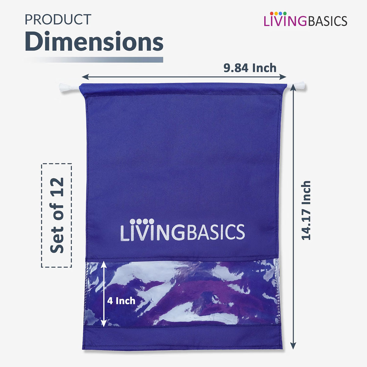 Shoe Bags-Non Woven Pouch-Transparent Panel (Navy Blue)