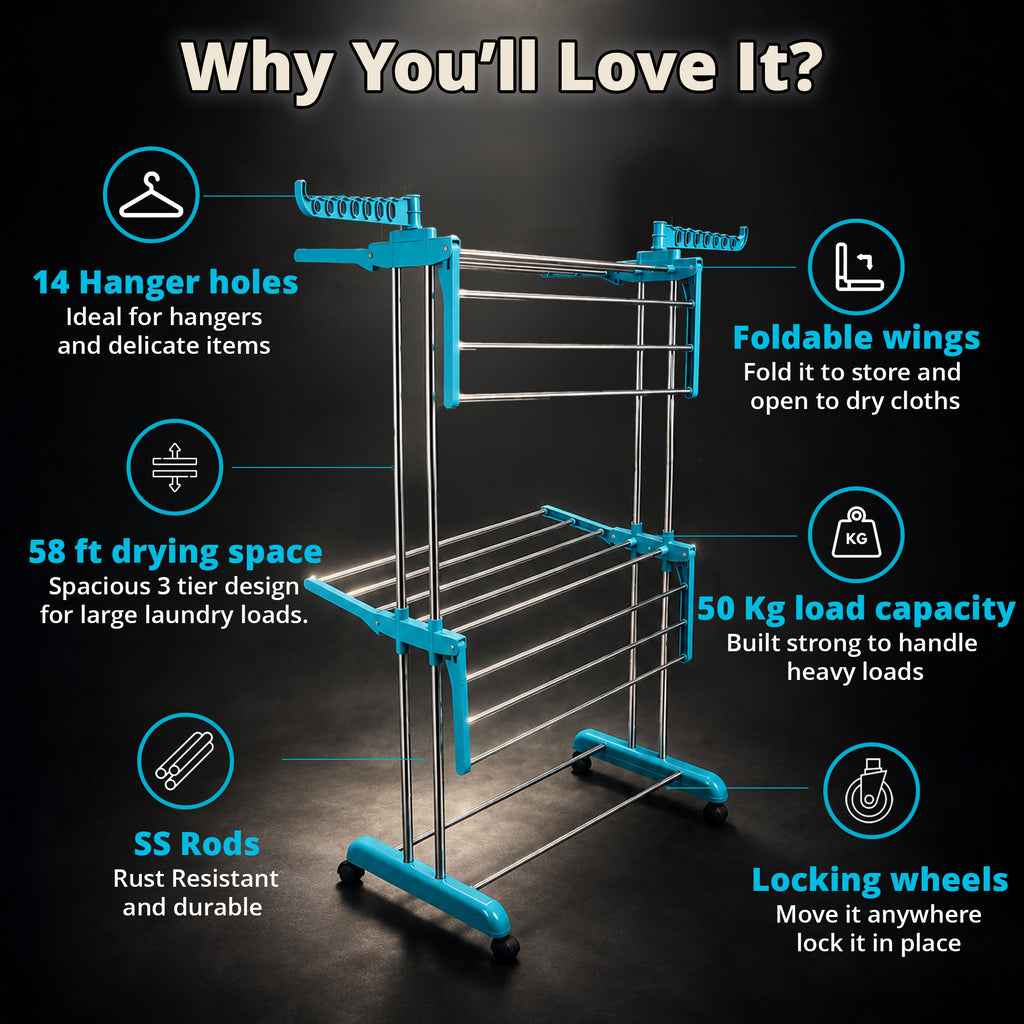 2 Layer Clothes Stand for Drying Foldable Rack