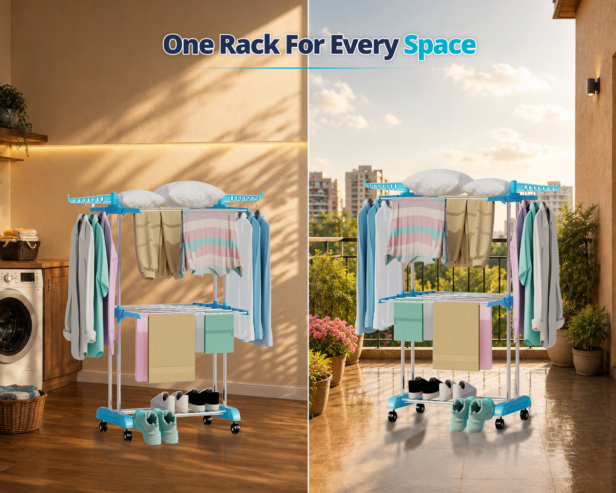 2 Layer Clothes Stand for Drying Foldable Rack